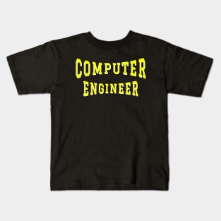 Computer Engineer in Yellow Color Text Kids T-Shirt